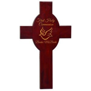 8" x 13" - Wood Cross with Oval Center - Rosewood