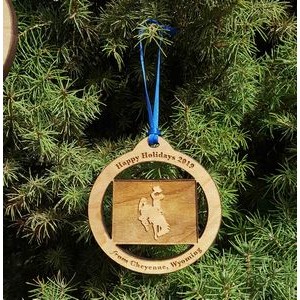 3.5" - Wyoming Customizable Hardwood Ornaments