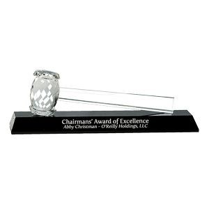 13.9" x 4.25" Crystal Gavel Award