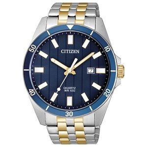 Citizen Mens Quartz Two-Tone Stainless Steel Watch, Navy Dial