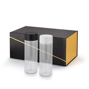 Two 16 oz bottles with fruit infuser Black & Gold gift box