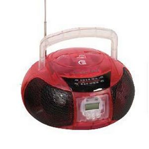 5.11"x4.13"x3.66" Red Mini Am/FM Boom Box With Lcd Clock Radio