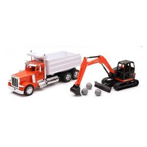1:32 Scale Peterbilt® Dump Truck W/ Kubota Excavator (u)