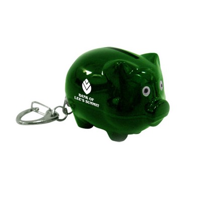 2"x1-1/4" Green Piggy Bank Keychain
