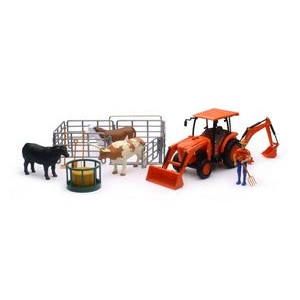 1:18 Scale Kubota® Farm Tractor W/ Ranch Cow Set