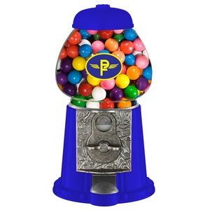 Blue 9" Metal w/Glass Gumball / Candy Dispenser Machine w/ Full Color Logo