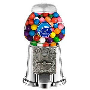 Silver 9" Gumball / Candy Dispenser Machine w/ Full Color Logo -Outstanding Quality!
