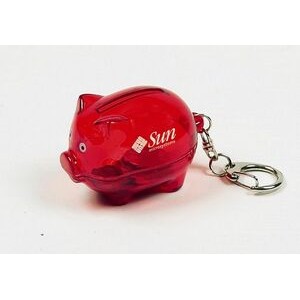 2"x1-1/4" Red Piggy Bank Keychain