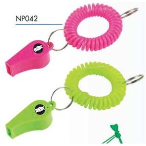 1-3/4" Hot Colored Whistle With Coil Cord