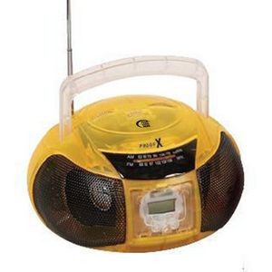 5.11"x4.13"x3.66" Yellow Mini Am/FM Boom Box With Lcd Clock Radio