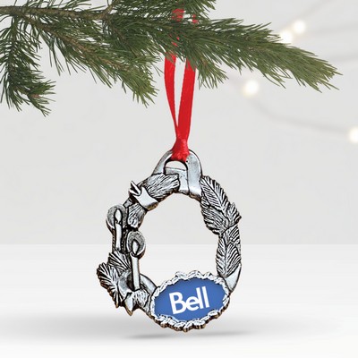 2 x 1.875 Solid Pewter Wreath Ornament