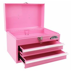 Pink 2-Drawer Steel Tool Box