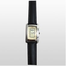 Curved Rectangle Style Gold Watch w/ Padded Leather Band