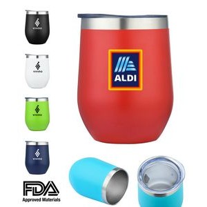 12oz Double Wall Stainless Steel Wine Tumbler Vacuum Insulated. Powder Coated. - Full Color