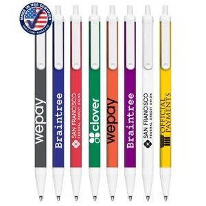 Certified USA Made - White Trim - Click-A-Stick Pens with Pocket Clip