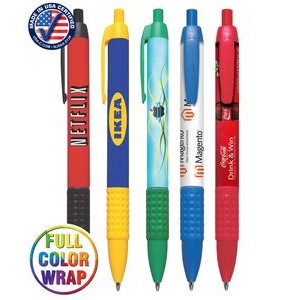 Certified USA Made - Full Color Wide Body Click Pen with Colored Trim and Rubber Grip - 327W