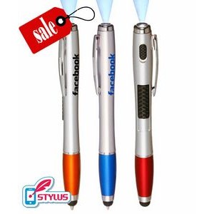 Closeout Union Printed Promotional - 3 in 1 LED Flashlight Stylus Pen
