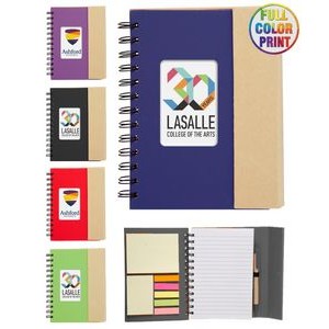 Eco Magnetic Notebook w/Sticky Notes and Flags & Pen -Full Color