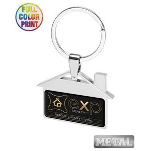 Union Printed - House Shaped Metal Keychain with Full Color Dome Label Print