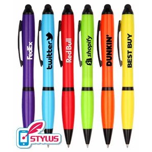 Tropical Colored Barrels - Executive - Stylus Pens with Matching Colored Grip