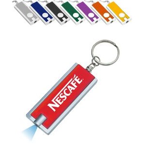 Rectangle LED Flashlight Key Chain, Printed with 1 Color Print