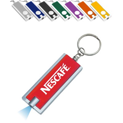 Rectangle LED Flashlight Key Chain, Printed with 1 Color Print
