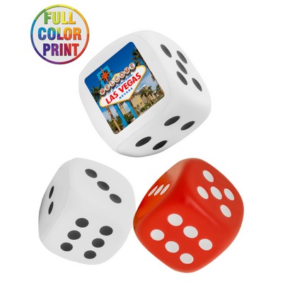 2.75 inch - Dice Shaped Stress Balls Reliever with Full--Color Logo