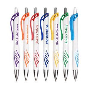 Union Print - White Barrels - Hashishy - Clicker Pens with 1-Color Logo