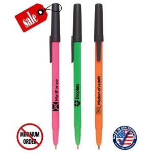 Closeout Certified USA Made - Neon Colored Twist-Action Ballpoint Pen with Pocket Clip