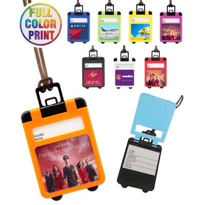 Union Printed - Suitcase Shaped Luggage Tag with Pop Up Cover - Full-Color Print