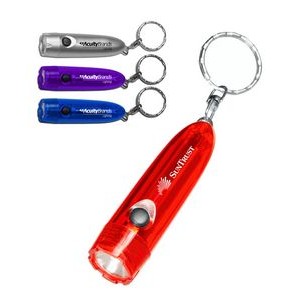 Union Printed - Mini Frosted Plastic Flashlight with Keychain - includes AAA battery