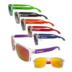 Union Printed - Two-Tone Mirrored Sunglasses with 1-Color Logo