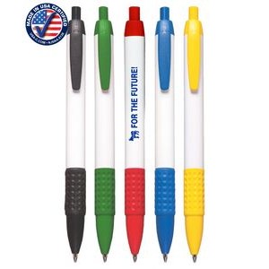 Certified USA Made - Wide Body Click Pen with Colored Trim and Rubber Grip
