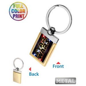 Gold Band Rectangle Shaped Metal Keychain