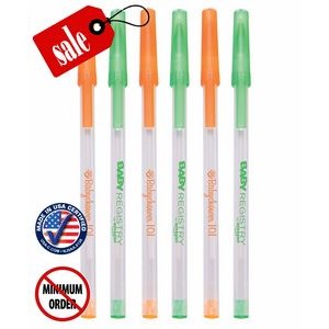 Closeout Certified USA Made Frosted Colored Stick Promo Pen - No Minimum