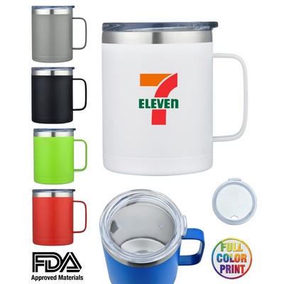 14oz Double Wall Stainless Steel Mug Vacuum Insulated. Powder Coated. - Full Color