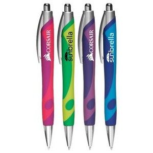 Union Printed - Rubber Finish - Groovy Designed Clicker Pen with 1-Color Logo