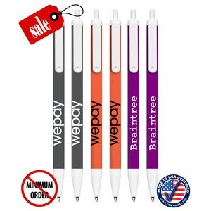 Closeout Certified USA Made - White Trim - Click-A-Stick Pens with Pocket Clip -123w