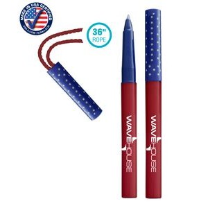 "Pen-on-a-Rope" 36" Necklace Patriotic Pen w/ Cap
