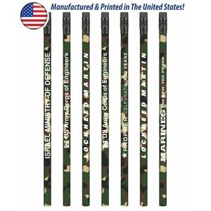USA Made Forest Camo Pencil with Black Eraser, #2 lead