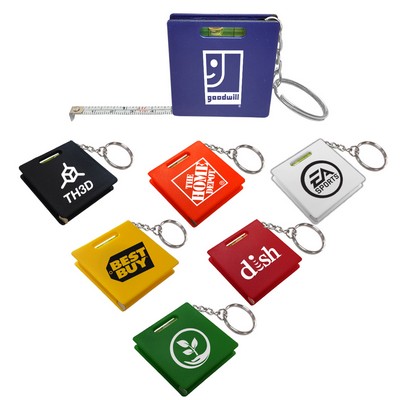 Measuring Tape Keychain With Level - Measures 1 Meter or 39 inches