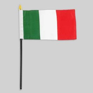 4"x6" Italy Flag With Black Plastic Pole & Gold Spear - Italian Flag