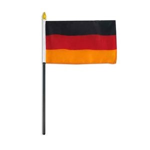 4"x6" Germany Flag With Black Plastic Pole & Gold Spear - German Flag