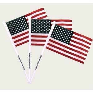 4"x6" USA Flag With White Pole - USA American US Flag
