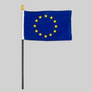 4"x6" European Union Flag With Black Plastic Pole & Gold Spear