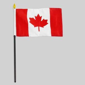 4"x6" Canada Flag With Black Plastic Pole & Gold Spear - Canadian Flag