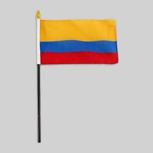 4"x6" Colombia Flag With Black Plastic Pole & Gold Spear - Colombian Flag