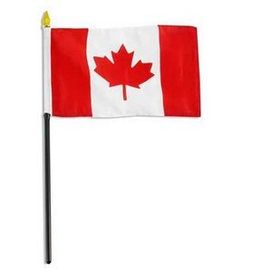4" x 6" Canada Flag With Wooden Pole - Canadian Flag