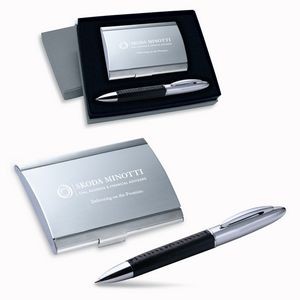 2-Piece Gift Set of Business Card Case and Ballpoint Pen