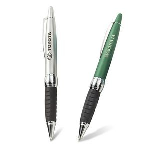 Soft Touch Series Metallic Finish Ballpoint Pen with Ridged Rubberized Grip